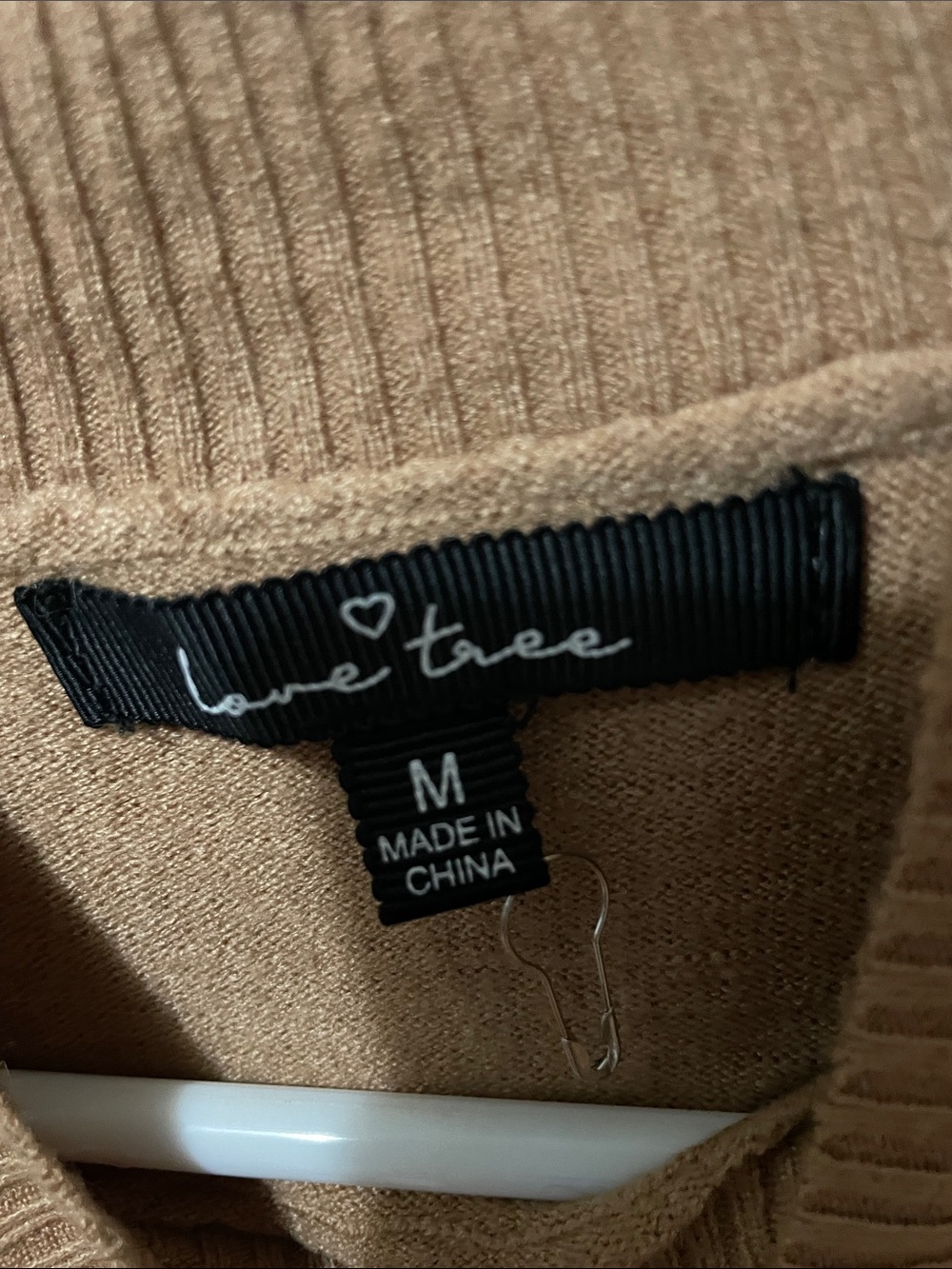 Love Tree Camel Ribbed Mock Neck Sweater - Picture 2 of 3